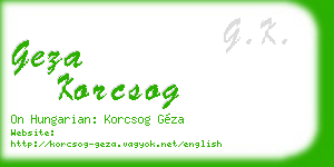 geza korcsog business card