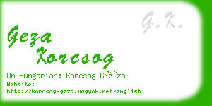 geza korcsog business card